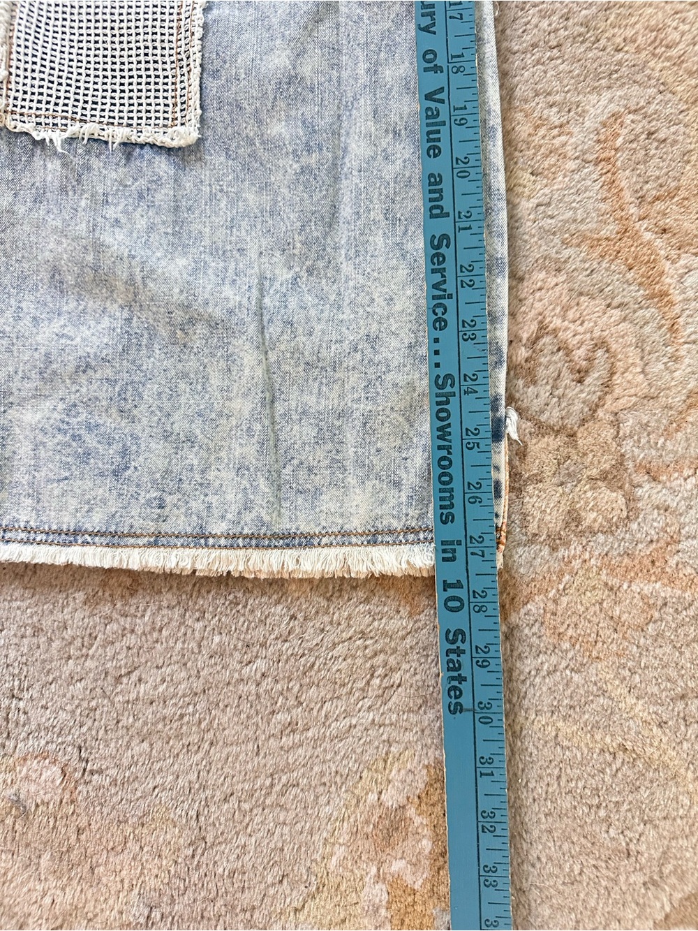 NEW POL patchwork raw edge pants in vintage denim - Picture 11 of 13